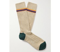 Ulysses Striped Ribbed Cotton-Blend Socks