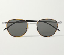 Round-Frame Tortoiseshell Acetate and Silver-Tone Sunglasses
