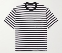 Gestreiftes T-Shirt aus Jersey aus einer Baumwollmischung mit Logoapplikation