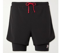 Aaron mehrlagige Shorts aus Shell mit Mesh-Besatz und Kordelzugbund