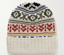 Beanie aus Kaschmir mit Intarsienmuster