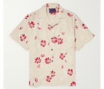 Hemd aus einer Leinen-Baumwollmischung mit Blumenprint und Reverskragen