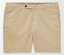 Gerade geschnittene Shorts aus Baumwoll-Twill in Stückfärbung
