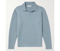 Pullover aus gekochter Wolle mit Polokragen und gerippten Partien