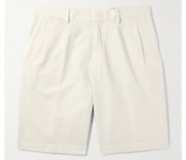 Gerade geschnittene Shorts aus Twill aus einer Baumwoll-Leinenmischung mit Falten