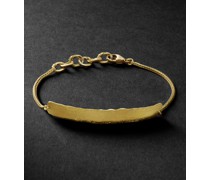 Mezuzah Armband aus gehämmertem recyceltem 18 Karat Gold