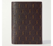Leather-Trimmed Monogrammed Canvas Billfold Wallet