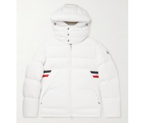 Fleole Logo-Print Striped Quilted Shell Hooded Down Jacket