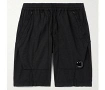 Gerade geschnittene Shorts aus Baumwoll-Ripstop mit Logoapplikation