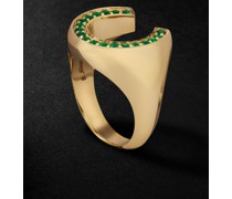 Ring in Hufeisenform aus Gold mit Smaragd