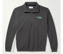 Striped Logo-Embroidered Recycled-Fleece Half-Zip Sweatshirt