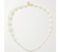 Daisy Kette mit Kunstperlen und goldfarbenen Details