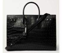 Croc-Effect Leather Tote Bag