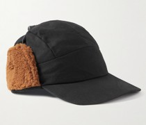 Kappe aus gewachster Baumwolle mit Faux-Fur-Besatz