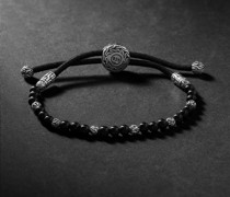 Silver, Onyx and Cord Bracelet