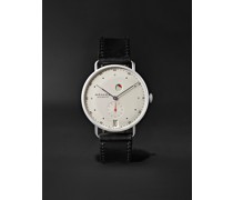 Metro Datum Gangreserve 37 mm Uhr aus Edelstahl mit Lederarmband, Ref.-Nr. 1101