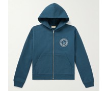 Badge Kapuzenjacke aus Baumwoll-Jersey mit Logoprint und Reißverschluss