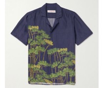 Maitain Fantasy Hemd aus einer Leinenmischung mit Blumenprint und Reverskragen