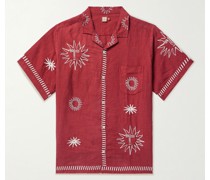 Pyjama-Hemd aus Leinen mit Stickereien