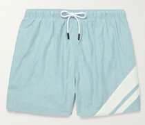 The Classic Mid-Length Striped Cotton-Blend Chambray Swim Shorts