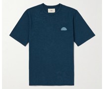T-Shirt aus Flammgarn-Jersey aus Baumwolle mit Stickerei
