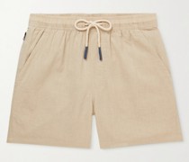 Gerade geschnittene Shorts aus einer Leinen-Baumwollmischung mit Kordelzugbund