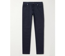 Schmal geschnittene Hose aus Stretch-Baumwoll-Twill