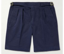 Gerade geschnittene Shorts aus Baumwoll-Twill mit Falten