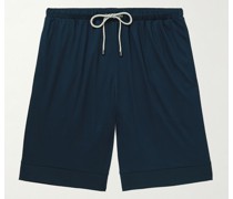 Gerade geschnittene Shorts aus Sea-Island-Baumwolle mit Kordelzugbund