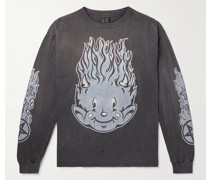 Oberteil aus Baumwoll-Jersey mit Print in Distressed-Optik