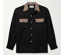 Hemd aus Tencel™ Lyocell mit Besatz mit Leopardenprint und wandelbarem Kragen