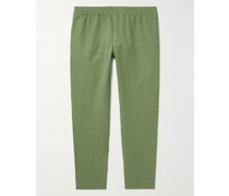 Tapered Cropped Cotton and Linen-Blend Trousers