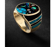 Gold, Opal, Enamel and Diamond Ring