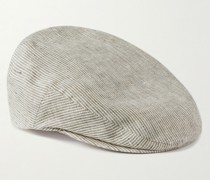 Gill Striped Linen Flat Cap