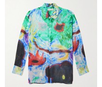 Printed Crinkled Cotton-Blend Voile Shirt