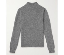 Pullover aus gebürsteter Shetland-Wolle mit Stehkragen