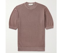 T-Shirt aus einer Seiden-Baumwollmischung im Wabenstrick