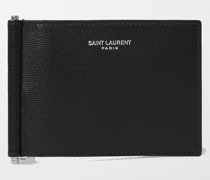 Pebble-Grain Leather Billfold Wallet with Money Clip