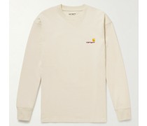 American Script T-Shirt aus Baumwoll-Jersey mit Logostickerei