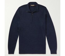Pullover mit kurzem Reißverschluss aus einer Kaschmir-Woll-Seidenmischung