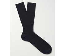 No 7 Socken aus einer Merinowollmischung in Rippstrick
