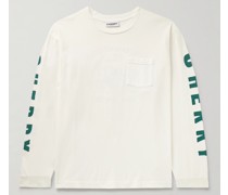 Oberteil aus Stonewashed-Jersey aus Baumwolle mit Logoprint in Stückfärbung