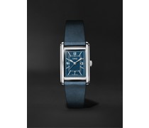 Rectangular Automatic 25.5mm Stainless Steel and Leather Watch, Ref. No. 01 561 7783 4065-07 5 19 17