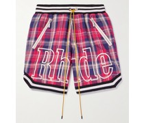 Shorts aus kariertem Baumwollflanell mit Logostickerei und Kordelzugbund