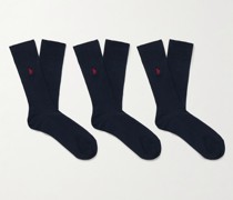 Set aus drei Paar Socken aus einer Stretch-Baumwollmischung in Rippstrick