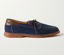 Latitude Leather-Trimmed Suede Boat Shoes