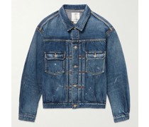 Jeansjacke mit Farbspritzern in Distressed-Optik