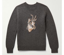 Schmal geschnittener Pullover aus Jacquard-Strick aus Wolle