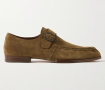 Schuhe aus Veloursleder mit Monkstraps