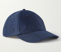 Scritto Leather-Trimmed Logo-Jacquard Cotton Baseball Cap